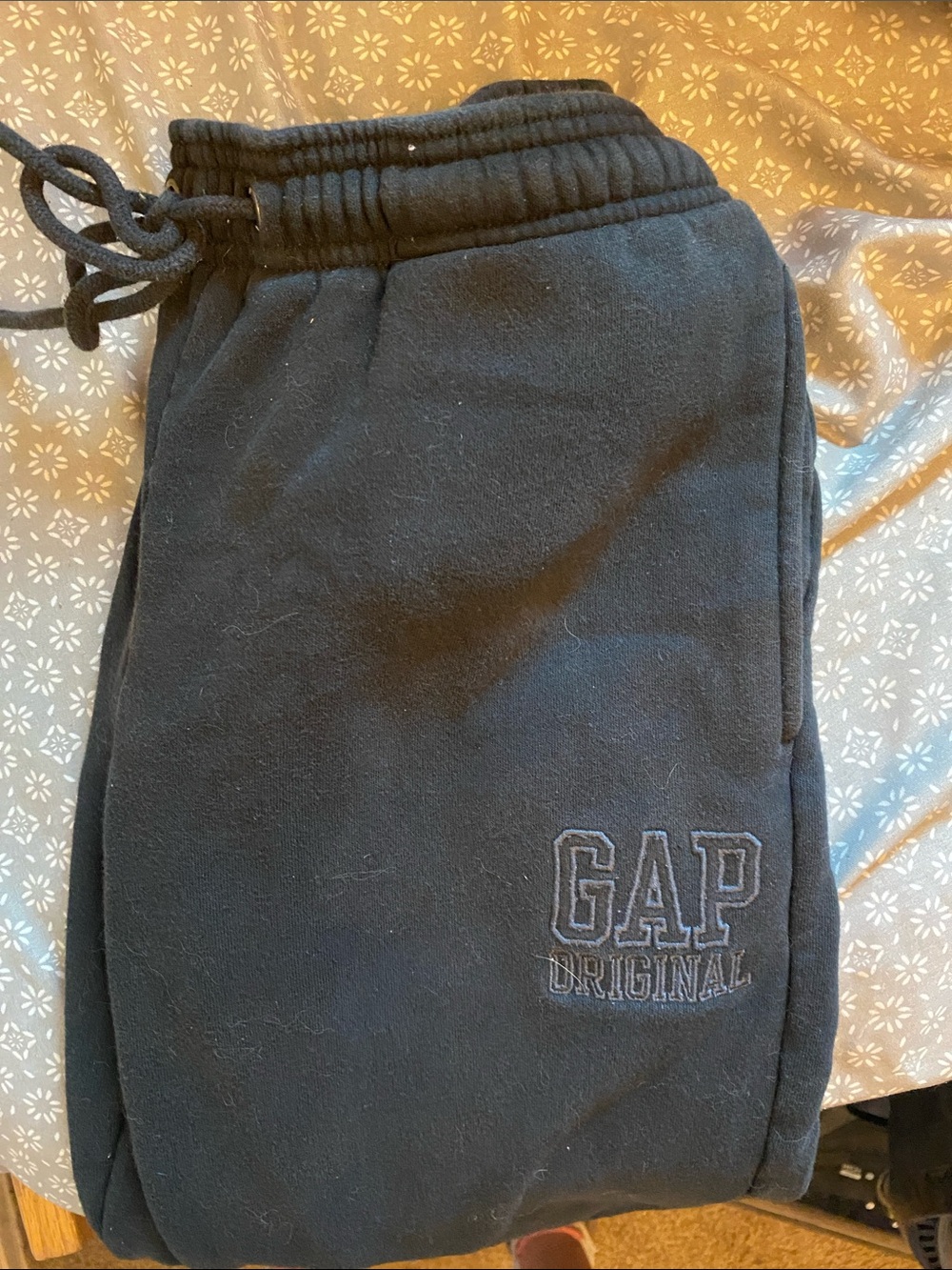 GAP Navy Embroidered Logo Fleece Sweatpants